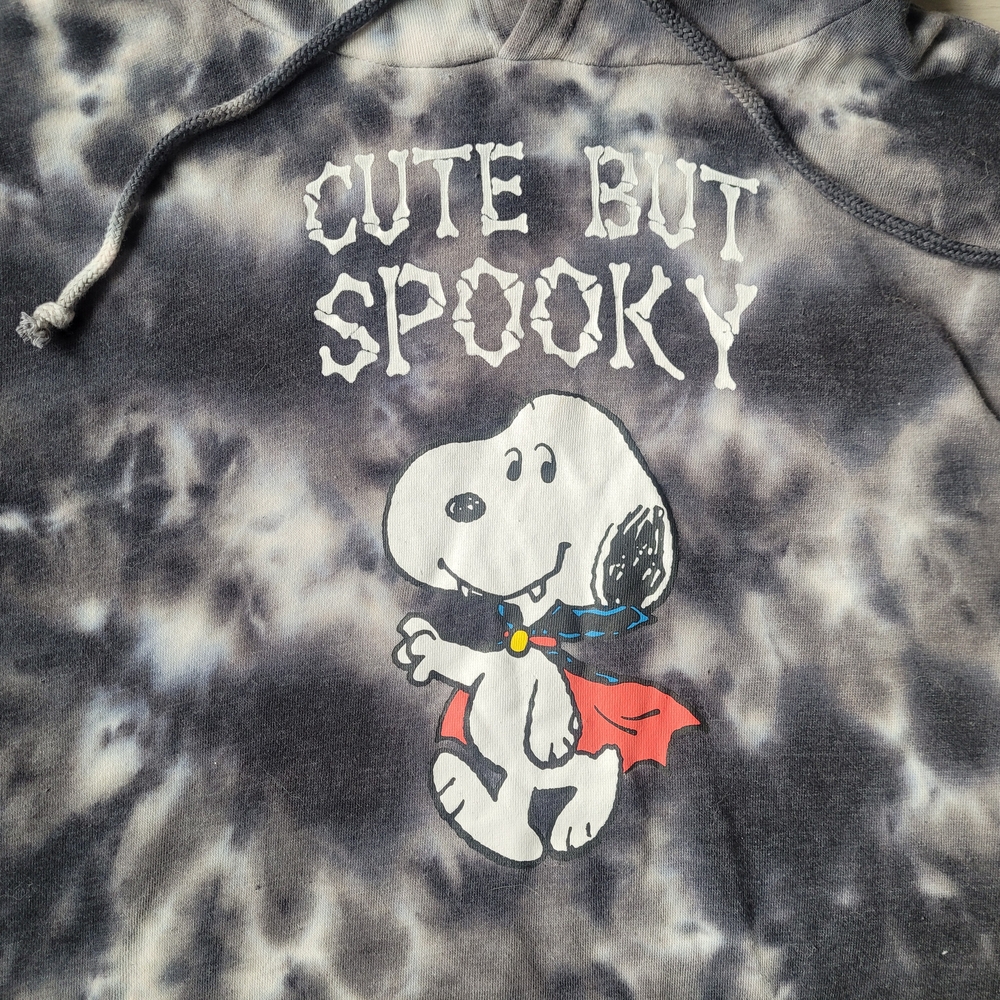 Vampire Snoopy Gray and White Tie-Dye 'Cute But Spooky' Hoodie - Picture 3 of 6